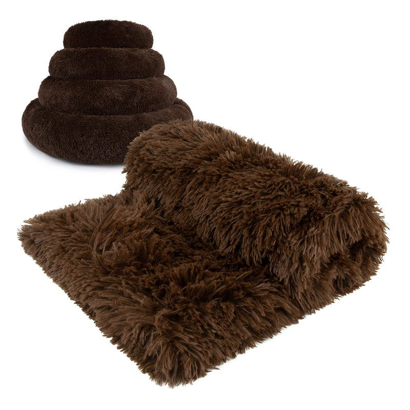 [Australia] - The Dog’s Blanket Sound Sleep Original Blanket, Premium Quality Calming, Anti-Anxiety Snuggler Blankets Large Blanket (28x42") Chocolate Brown Faux Fur 