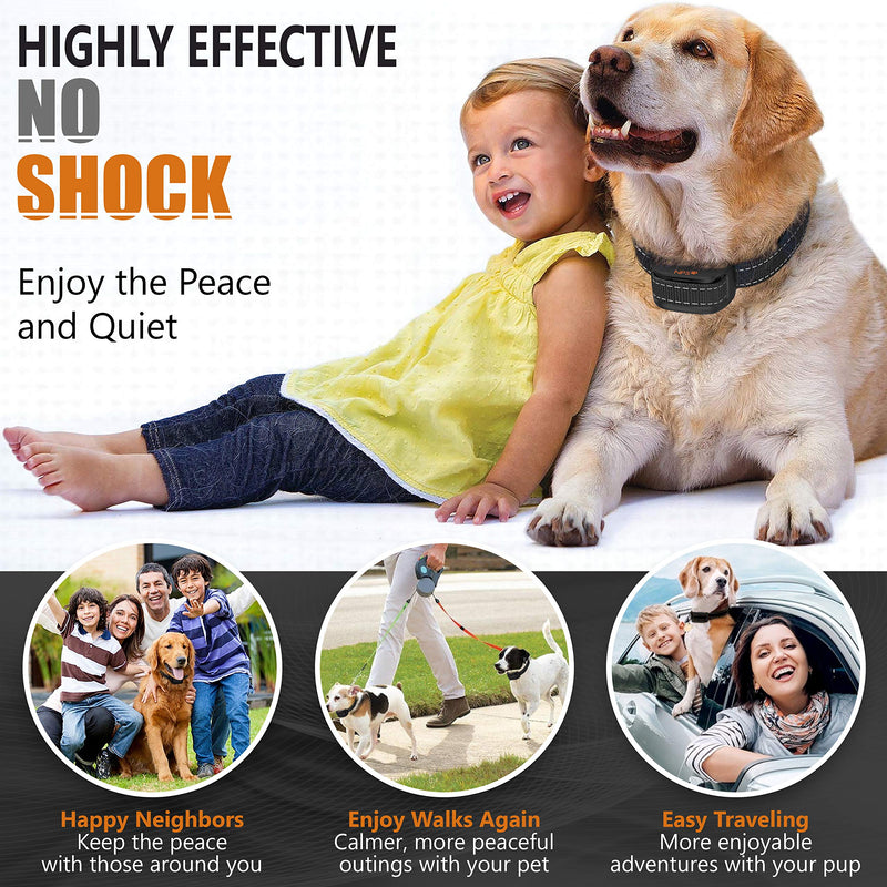 NPS No Shock Bark Collar for Small to Large Dogs - Smart Chip Adjusts to Stop Barking in 1 Minute - Highly Effective Vibration and Sound Stops Barks Fast with No Pain - Safe, Anti-Bark Device Black - PawsPlanet Australia
