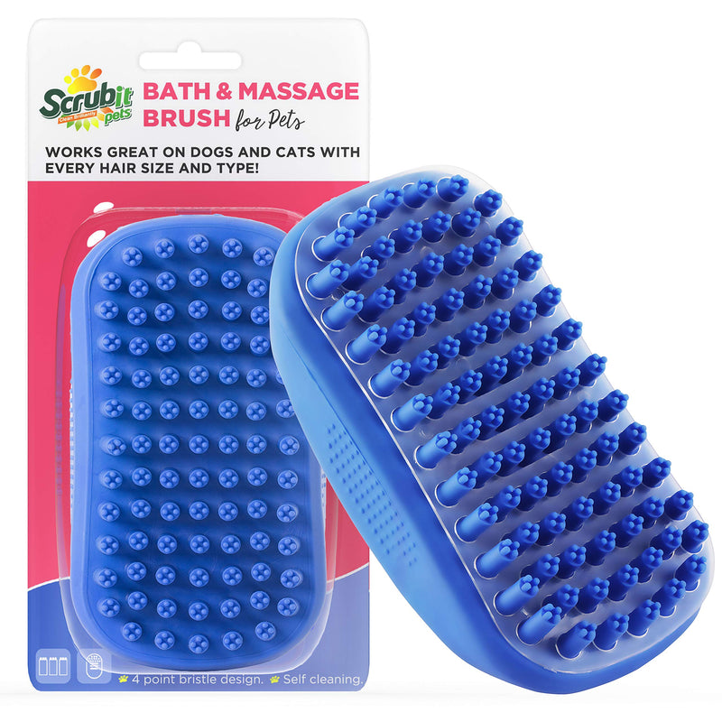 Scrubit Pet Bath Brush – Shampoo & Massage Soft Rubber Brush for Dogs Cats and Other Pets – Grooming Tool for Removing Shed Fur from Animals – Bathing Comb for Short & Long Pet Hair - PawsPlanet Australia