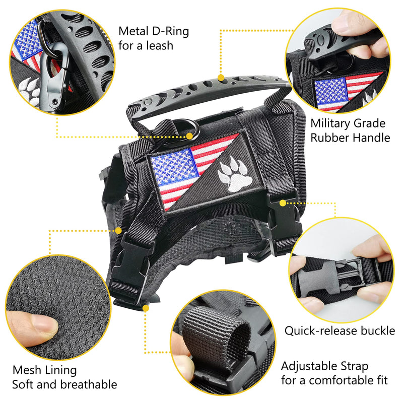 Tactical Cat Harness for Walking Escape Proof, Adjustable Military K9 Pet Vest Harness with Handle Easy Control for Large Cat, Puppy and Small Dog Black - PawsPlanet Australia
