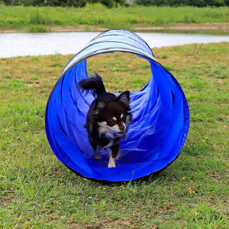 lionto DT10060 Dog Tunnel Play Tunnel Dog Cave Agility Tunnel Blue Size S 200 x 40 cm - PawsPlanet Australia