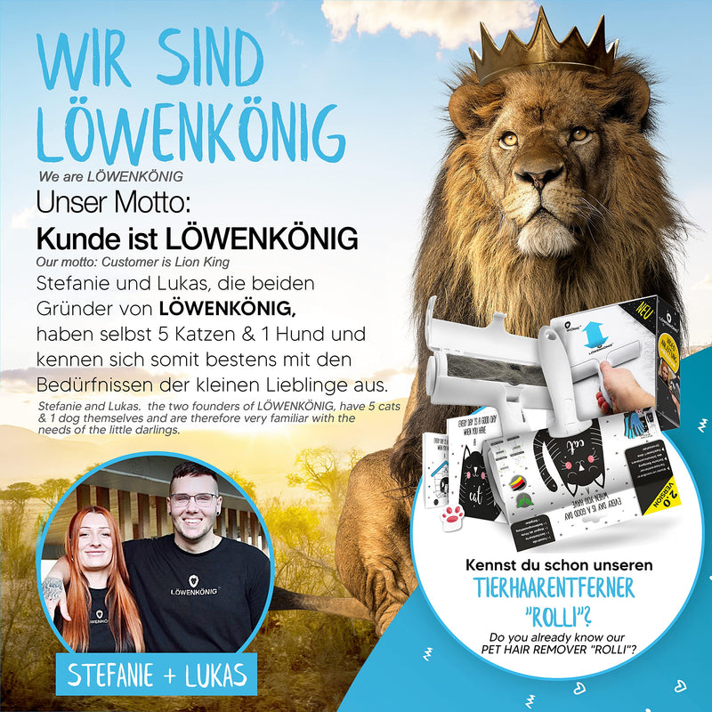 LÖWENKÖNIG® BÜRSTINATOR 2.0 Premium cat brush & dog brush Self-cleaning for short-haired & long-haired animals I Pet brush large, fur brush removes loose undercoat & matted dog & cat hair Bestseller: Bürstinator 2.0 in blue - PawsPlanet Australia