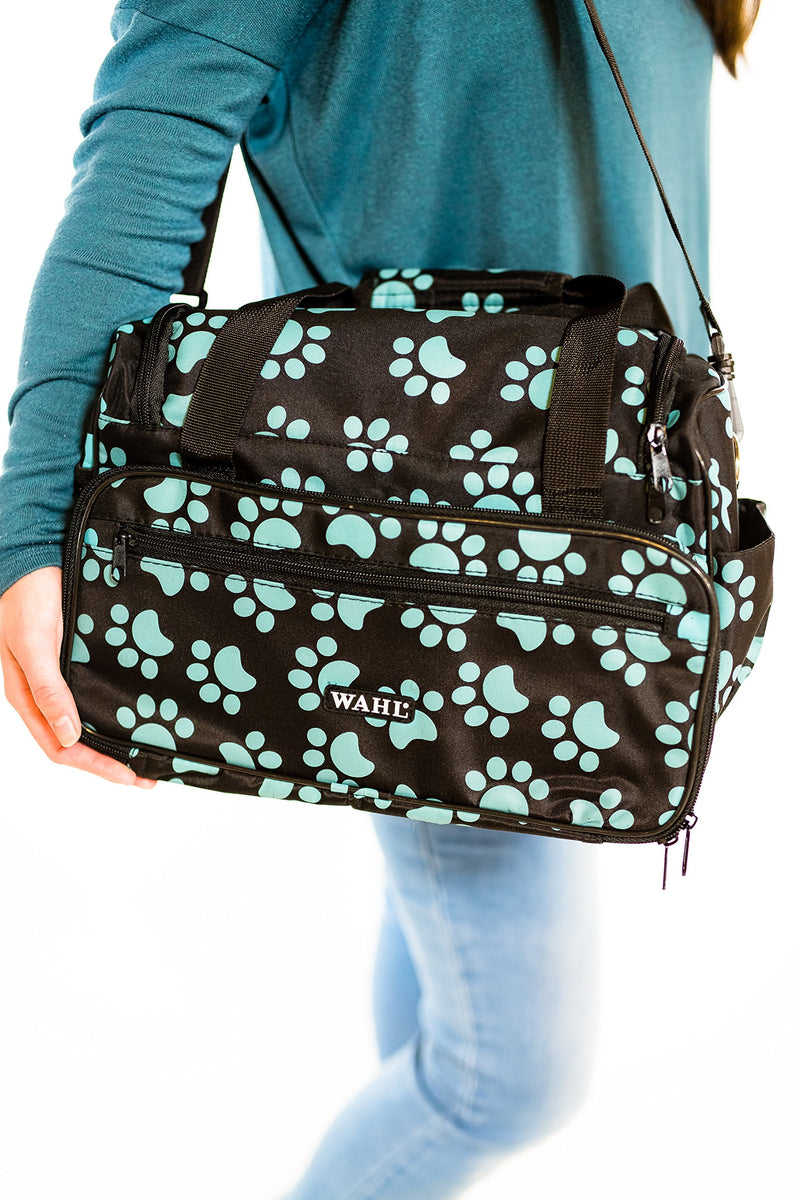[Australia] - Wahl Professional Animal Travel and Tote Bag Turquoise Paw Print Zippered Pet Travel Bag 