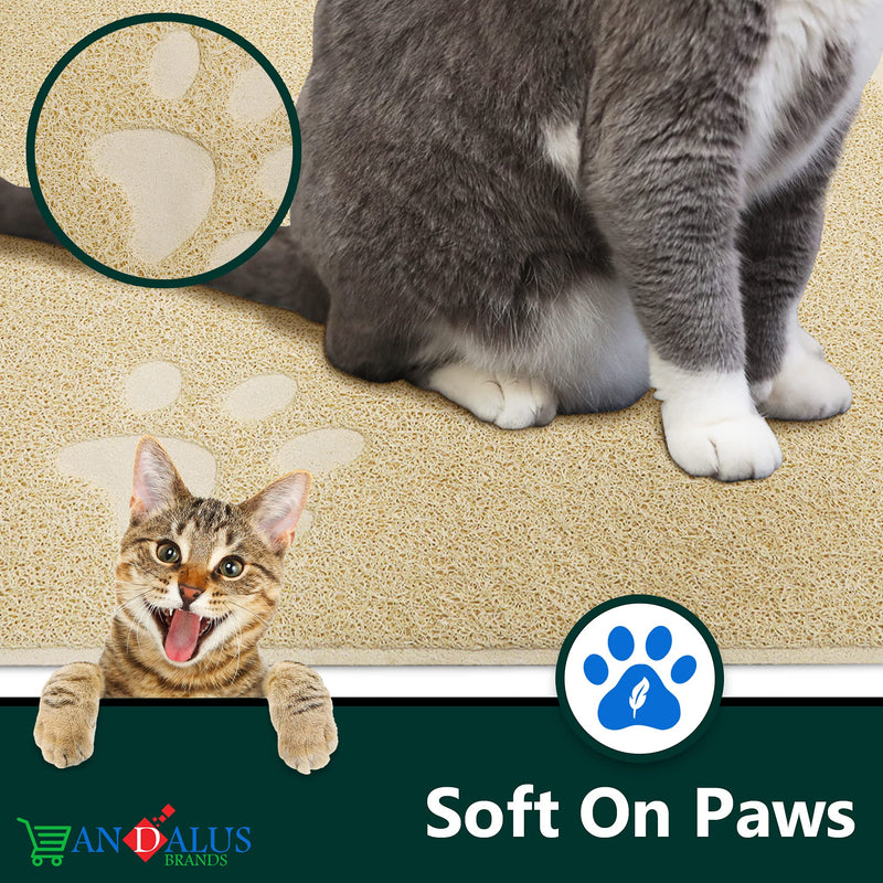 ANDALUS Cat Litter Mat - Kitty Litter Trapping Mat for Litter Boxes - Kitty Litter Mat to Trap Mess, Scatter Control - Washable Indoor Pet Rug and Carpet - Beige, Small (15.75" x 11.75") Small (15.75" x 11.75") - 1 Pack - PawsPlanet Australia