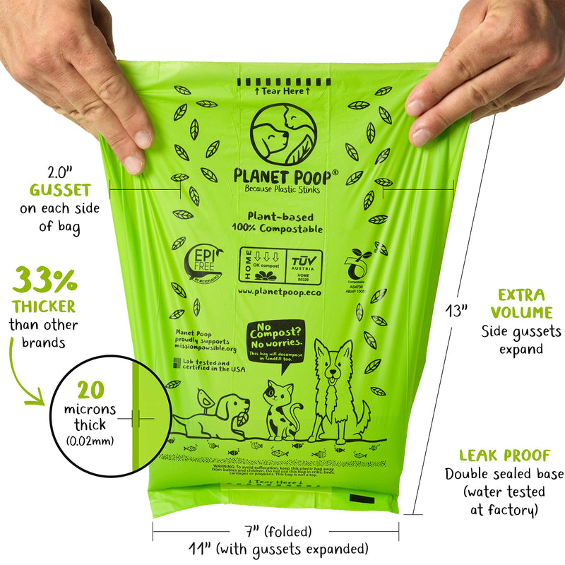 Biodegradable Poop Bags, Dog Waste Bags Compostable, Unscented, Vegetable-Based & Eco-Friendly, Premium Thickness & Leak Proof, Easy Detach & Open, Highest ASTM D6400 Pet Supplies Supports Dog Rescue 200 Count Single Large Roll - PawsPlanet Australia