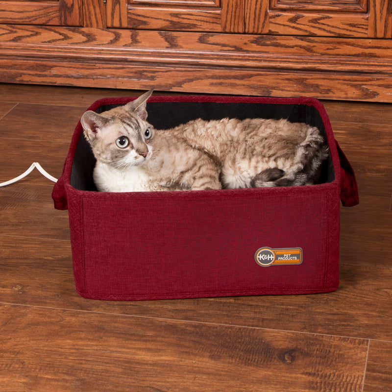 [Australia] - K&H Pet Products Thermo-Basket Indoor Heated Cat Bed, Foldable, 15in x 15in, 4W Red 