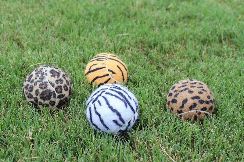 [Australia] - Unique Dog Fetch Squeaker Balls Animal Prints 4 Pack 