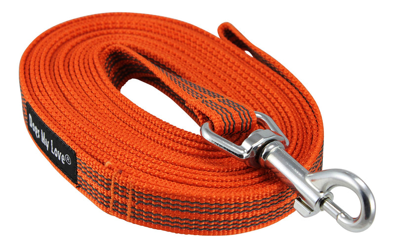 [Australia] - Dogs My Love Comfort Grip Non-Slip Dog Leash 4ft to 30ft Long for Smal and Medium Dogs 5/8-inch Wide 15 Ft Orange 