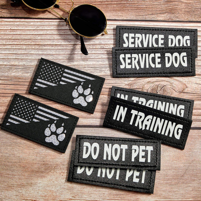 Weewooday 8 Pieces Reflective Dog Vest Patches, Removable Tactical Patches for Dog Harness Service Dog in Training and Dog Halter Patches with Printed Dog Paw and Flag (11 x 4 cm/ 4.33 x 1.57 Inch) 11 x 4 cm/ 4.33 x 1.57 Inch - PawsPlanet Australia