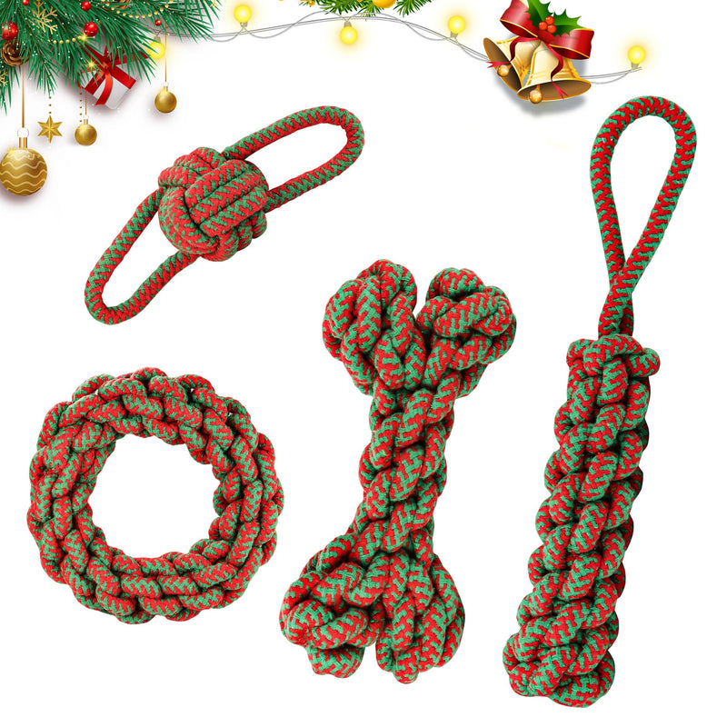 Dog Rope Toys Pack of 4 Dog Chew Toys Indestructible Braided Cotton Rope Dog Interactive Toys for Large, Medium and Small Dogs, 100% Natural Cotton Dog Toys - PawsPlanet Australia