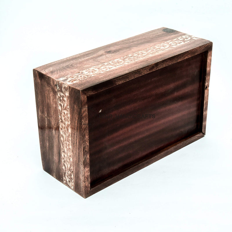 Hind Handicrafts Engraved Wooden Box Funeral Cremation Urns for Human Ashes Adult Large, Burial Urns for Columbarium X-tra Large : 11" x 7.25" x 4.5" - 260lbs or 118kg (Antique Whitewashed 1) Antique Whitewashed 1 - PawsPlanet Australia