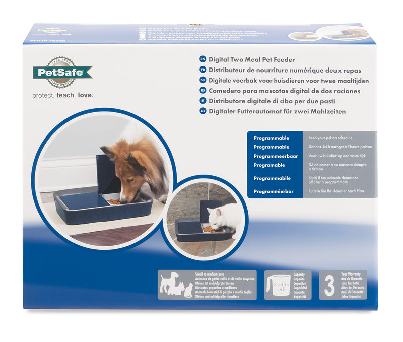 PetSafe Digital Two Meal Automatic Pet Feeder for Cats and Dogs, 2 x 200 g Trays, 4 Day Programming - PawsPlanet Australia