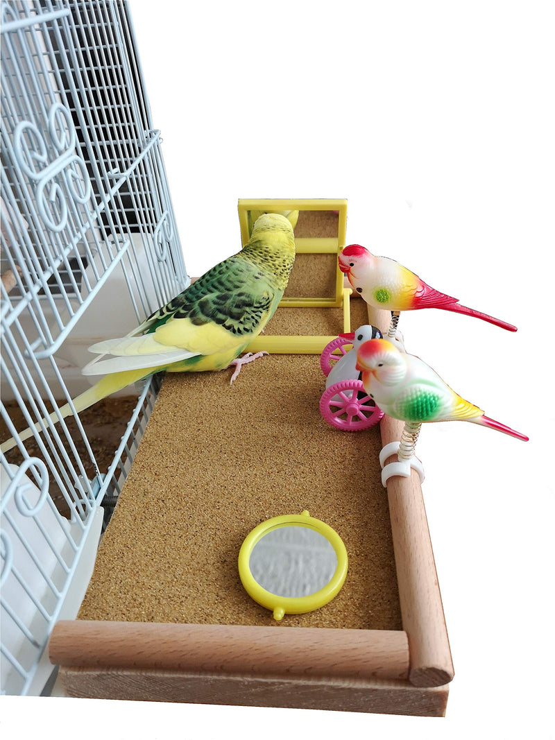 IW Designs Bird platform perch shelf cage accessory! Beech doweling wood perimeter! For cockatiels, budgies, parrotlets, finches, canaries! Strong, built to last! Aesthetic look! Excellent gift! - PawsPlanet Australia