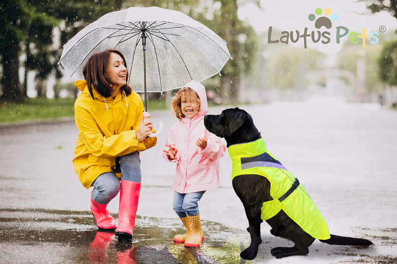 Lautus Pets Waterproof Dog Raincoat - Reflective, Yellow Rain Jacket with Harness Hole for Small, Medium and Large Dogs - PawsPlanet Australia