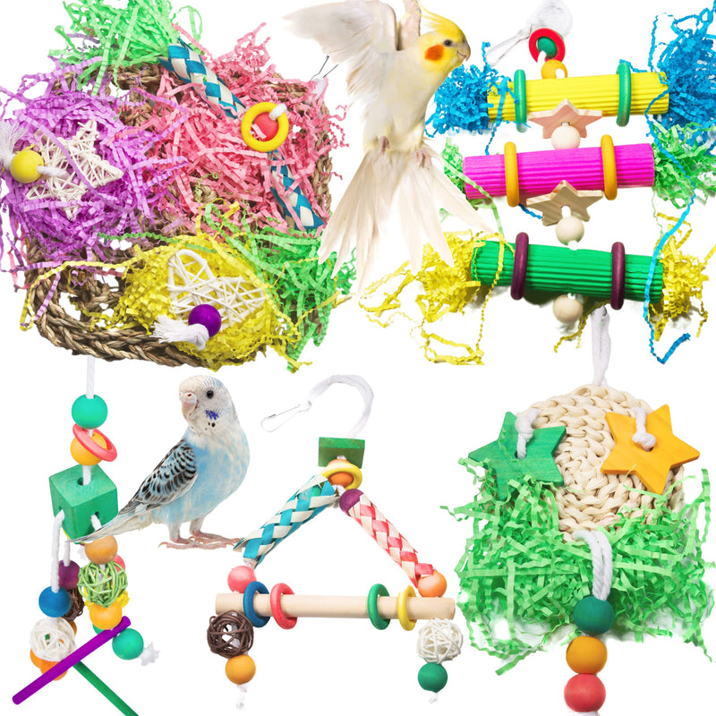 Wepets 5 PCS Natural Shreddable and Chewable Colorful Bird Toy,Provides Exercise and Entertainment for Parakeets, Suitable for Budgerigars, Cockatiels, Lovebirds, Parrotlets, and Conures. - PawsPlanet Australia