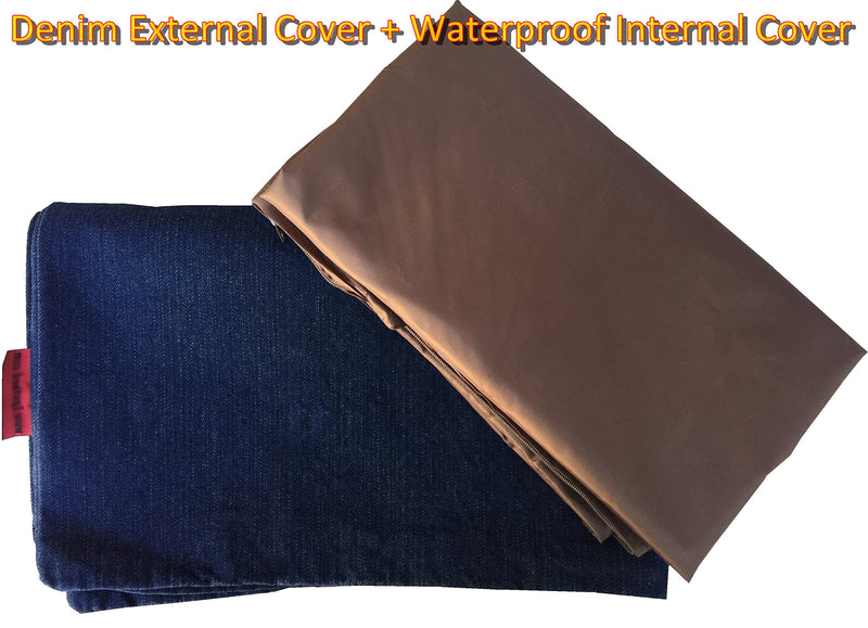 [Australia] - Dogbed4less DIY Do It Yourself Pet Pillow 2 Covers: Pet Bed Duvet Zipper External Cover + Waterproof Liner Internal Case in Medium or Large for Dog and Cat - Covers only 36"X29" Medium Denim in Blue 