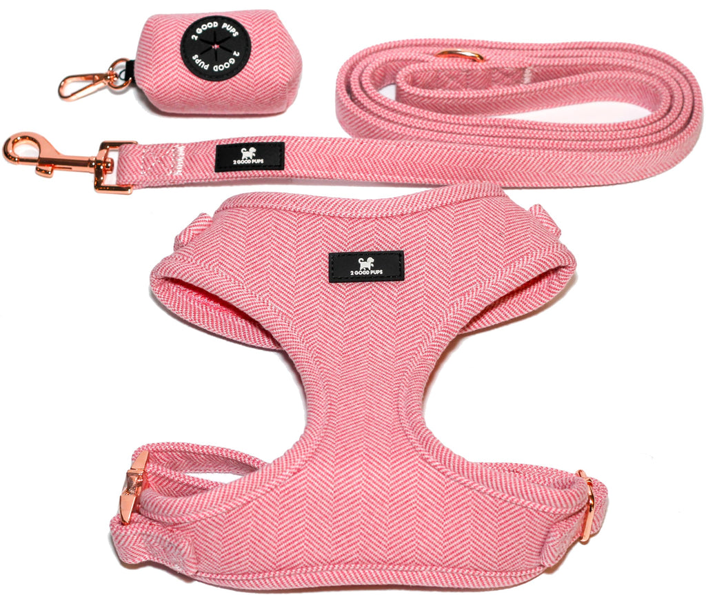 2GoodPups Pink Dog Harness Leash and Poop Bag Holder Set - Puppy Essentials Kit - Dog Harness No Pull - Dog Harness for Large Dogs - Dog Harness Leash Waste Bag Set (Large) - PawsPlanet Australia