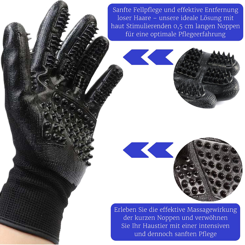 Pet Pro Care Pet Grooming Glove, Gentle Grooming for Cats, Dogs and Horses - As a Fur Brush for Dogs, Massage Glove, Cat Brush or for Grooming, Combing and Washing (1 Pair) - PawsPlanet Australia