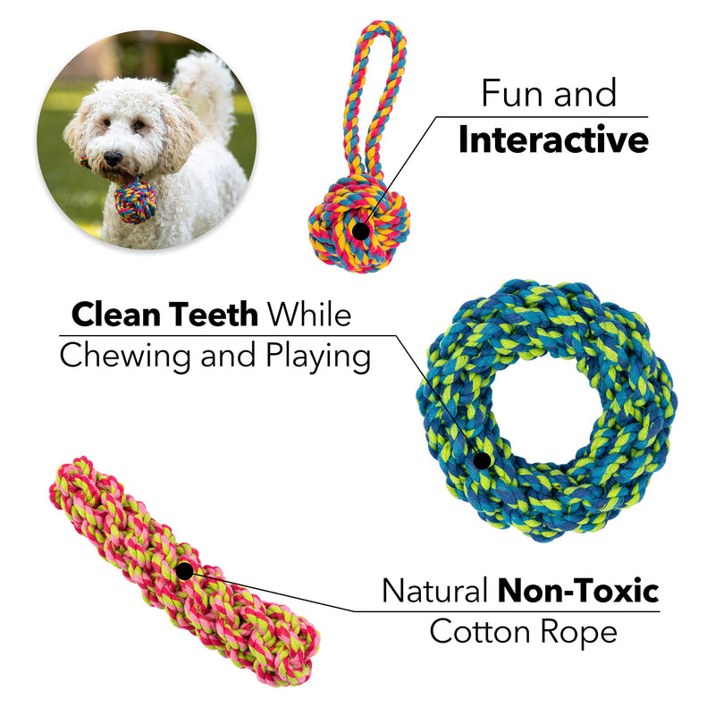 Vacker Design Dog Toys, Durable Chew Toys for Teething and Boredom, Natural Cotton Rope, Small/Medium Dogs - PawsPlanet Australia