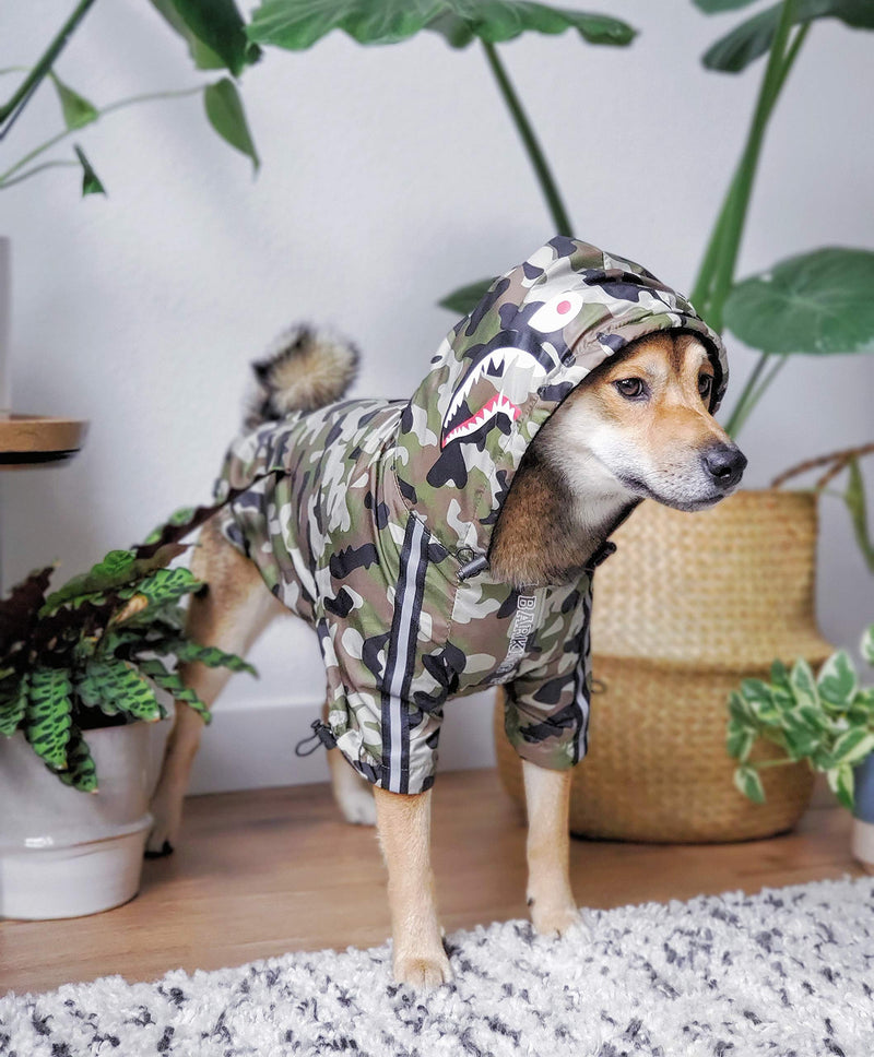 ChoChoCho Dog Raincoat Camouflage Dog Windbreaker Stylish Dog Rain Jacket, Water Resistant with Reflective Stripes, Hooded Raincoat for Dogs Cat Puppy Small Medium Large (S) - PawsPlanet Australia