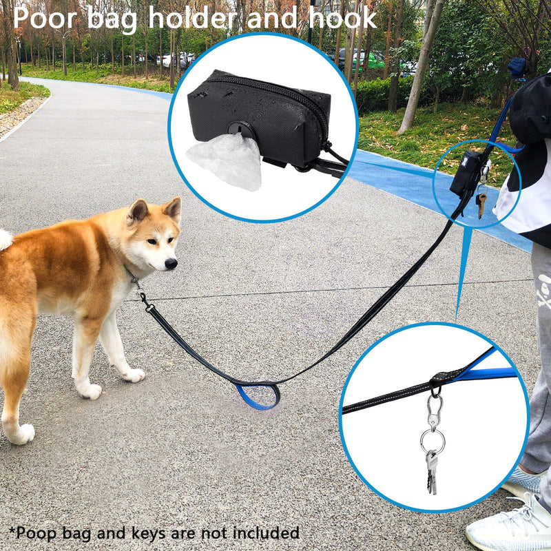 Magiona Double Handles Dog Leash 6ft for Medium & Large Dogs Training Heavy Duty Leashes with Two Padded Traffic Handles,Poop Bag Holder and a Squeaker Dog Safety Control (Blue) Blue - PawsPlanet Australia