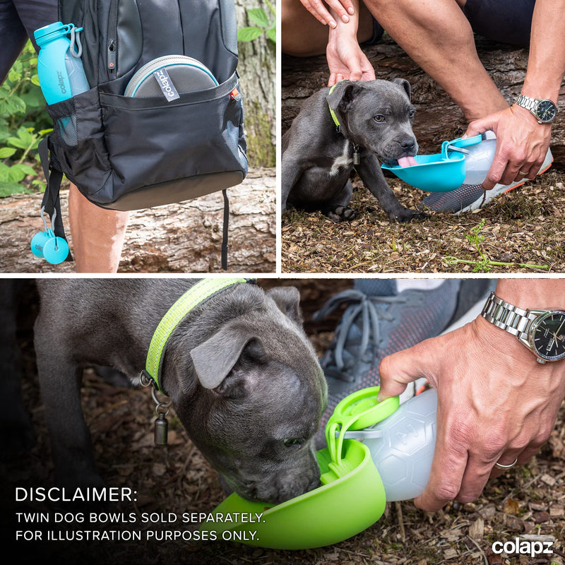 Colapz Portable Dog Water Bottle with Poo Bag Holder for Dogs Lead - Pet Food and Water Dispenser - Puppy and Dog Travel Accessories - Large 570ml Capacity - Grey 1. Colapz Grey - PawsPlanet Australia