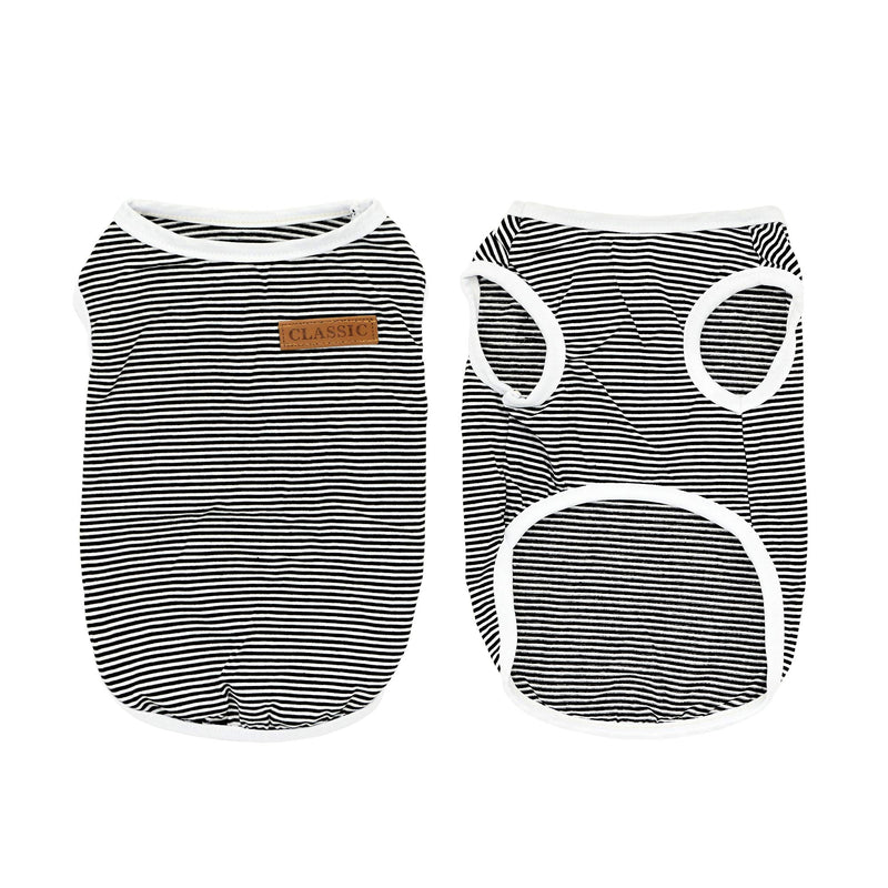 [Australia] - YAODHAOD Dog Striped T-Shirt Summer Cute Dog Shirts Soft Breathable Cotton Sleeveless Vest Suitable for Kitten and Puppy Costumes (2pack) M Chest (~14.9in) 