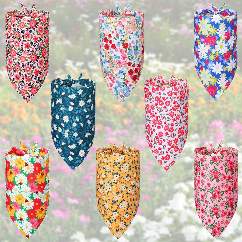 8 Pieces Dog Bandana Flower Print Reversible Triangle Bibs Puppy Scarf Accessories for Dogs Cats Pets - PawsPlanet Australia