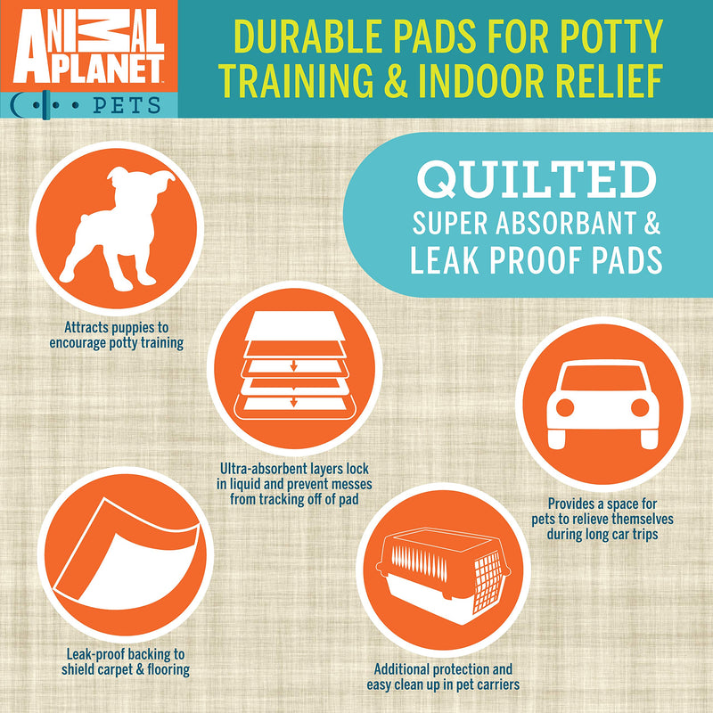 [Australia] - Animal Planet Pet Training Puppy Pads for Dogs - Super Absorbent, Tear-Resistant & Durable - 5 Layers with Leak Protection for Puppies 30 Pack 