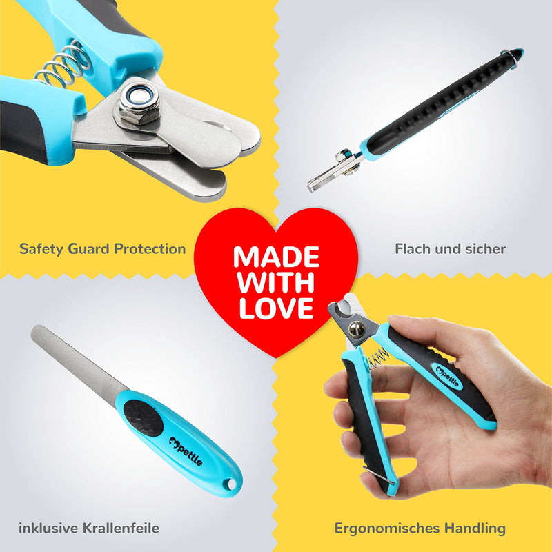 Claw scissors for dogs, cats and small animals - 100% splinter-free thanks to the sharpest stainless steel blades I Claw pliers + claw file + claw care e-book I Professional claw cutter with Safety Guard M - cats - PawsPlanet Australia