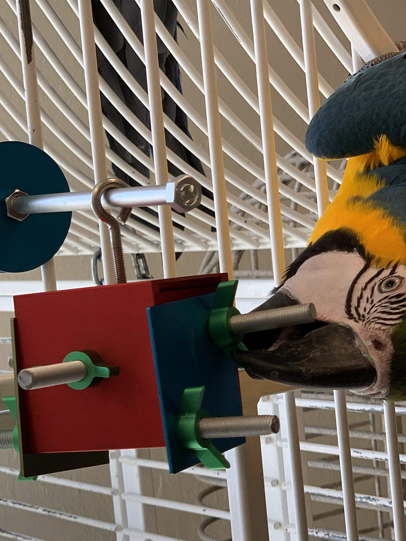 [Australia] - Busy Bird Busy Box Foraging Toy Indestructible Wing Nuts Won't Come Off Their Bolts Super Fun Mechanical Engagement Toy for All Parrots 
