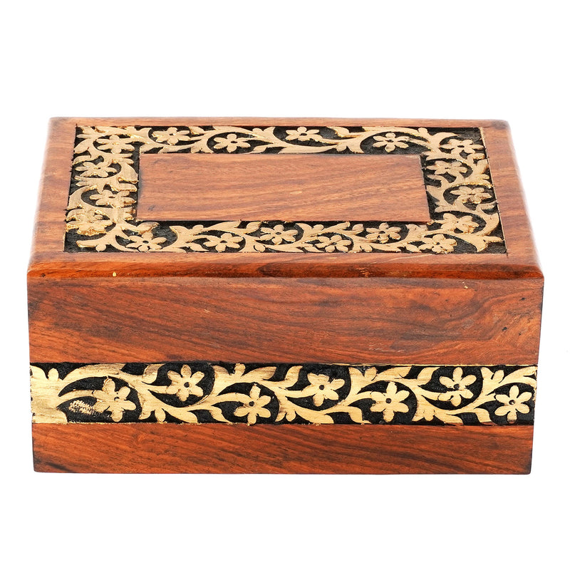 Hind Handicrafts Handmade & Handcrafted Rosewood Borders Engraving Wooden Cremation Urns for Human Ashes Adult, Funeral Urn Box (Medium : 7" x 5.5" x 3.5" - 93lbs or 42kg, Golden Border) Medium : 7" x 5.5" x 3.5" - 93lbs or 42kg - PawsPlanet Australia