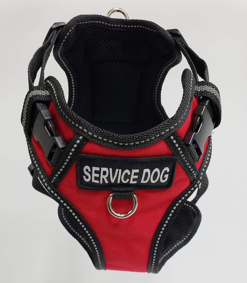 [Australia] - Activedogs No Pull Service Dog Harness - Red - Front D-Ring -Quick Release - Clear ID Pocket Window - Molded Handle for Easy Grab Med/Lg (24"-32") 