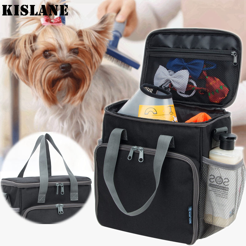 KISLANE Pet Grooming Tote Bag, Cat Grooming Tools Organizer Bag, Dog Grooming Supplies Organizer Storage for Pets Grooming Kit and Dog Wash Shampoo Accessories(Bag Only) Black - PawsPlanet Australia