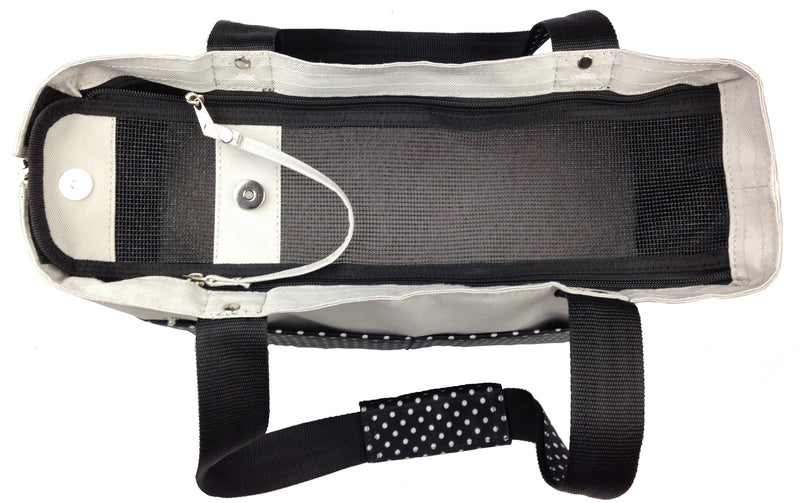 [Australia] - PET LIFE Fashion Designer Tote Spotted Folding Pet Dog Carrier, Medium, Black and White 