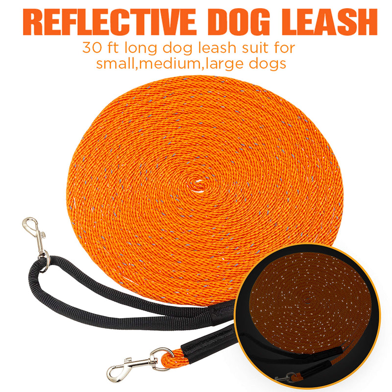 [Australia] - DCSUIT Dog Training Leash Lead Long Rope - 30 FT Reflective Nylon Durable Heavy Duty Dog Leashes - Extender Yard Leash Great for Walking/Playing Outdoor - Suit for Small/Medium/Large Dogs 