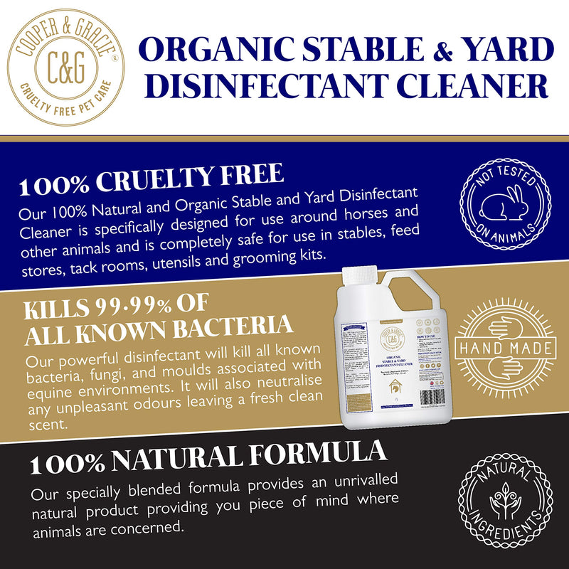 C&G Pets | ORGANIC STABLE & YARD CLEANER 1 LITRE | PLANT DERIVATIVES SAFE AROUND EQUINE | REMOVES UNPLEASANT ODOUR | INSTANT ACTION AGAINST BACTERIA FUNGI AND MOULD - PawsPlanet Australia