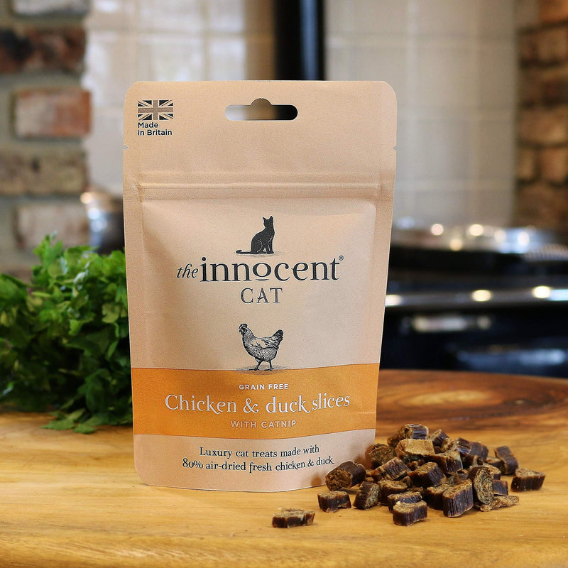 The Innocent Cat Chicken And Duck Slices With Catnip 70g - PawsPlanet Australia