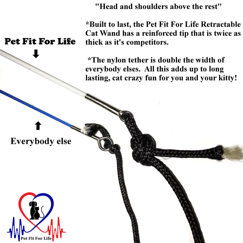 [Australia] - Pet Fit For Life Retractable Wand with 2 Feathers For Your Cat and Kitten - Cat Toy Interactive Cat Wand 