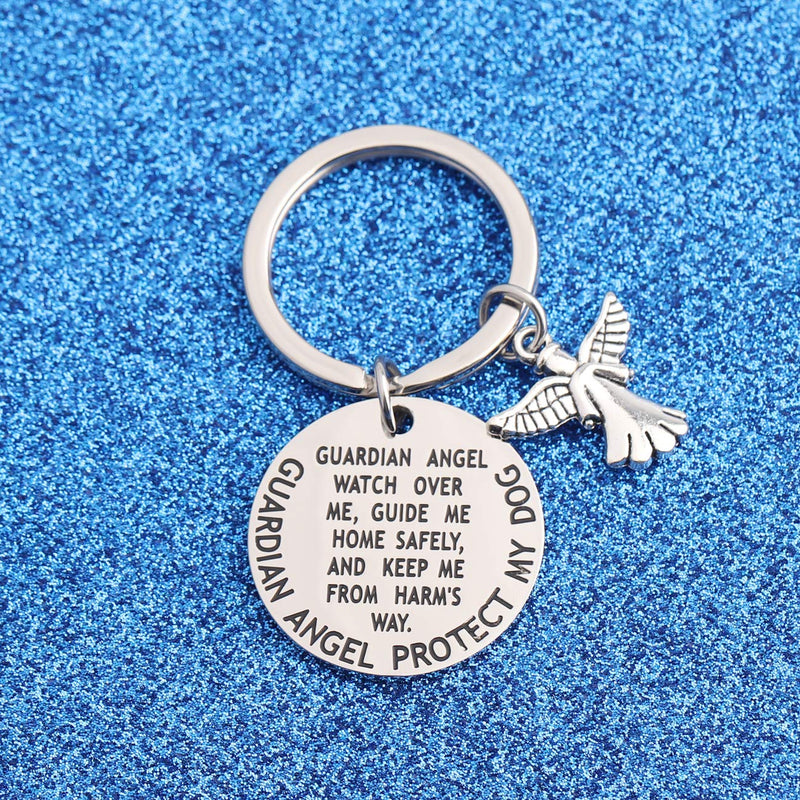 [Australia] - WUSUANED Guardian Angel Protect My Dog Pet Protection Pet Tag Dog Collar Tag guardian angel protect my dog keychain 