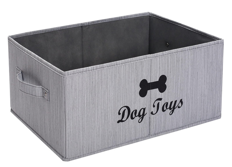 Brabtod Canvas Storage Basket Bin and Accessory Storage Bin - Perfect for Organizing Pet Toys, Blankets, Leashes and Food -Slub gray Slub Gray - PawsPlanet Australia