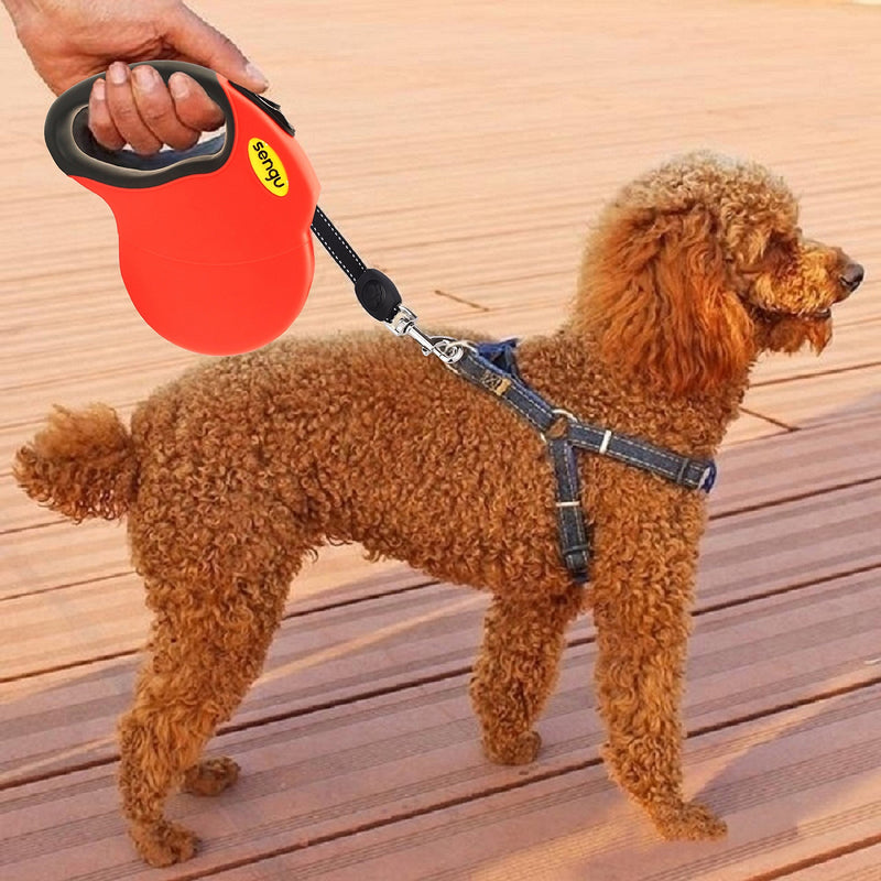 [Australia] - Retractable Dog Leash 16ft, Strong Durable Walking Leash Large Medium Small Dogs 110lbs, Comfortable Anti-Slip Handle Reflective Ribbon Cord One Hand Operation YujueShop 16ft /196in red 