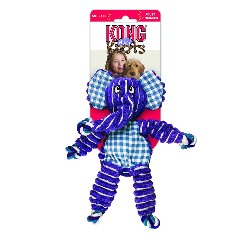 KONG - Floppy Knots Elephant - Internal Knotted Ropes and Minimal Stuffing for Less Mess - For Medium/Large Dogs - PawsPlanet Australia