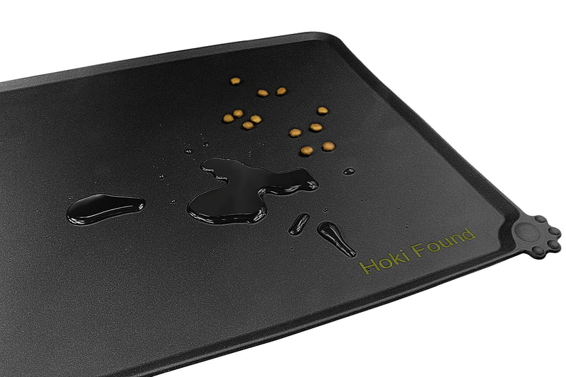 [Australia] - Hoki Found Silicone Waterproof Dog Cat Pet Food Mats Tray - Non Slip Pet Dog Cat Bowl Mats Placemat - Dog Pet Cat Feeding Mat … Set of 1 Black 