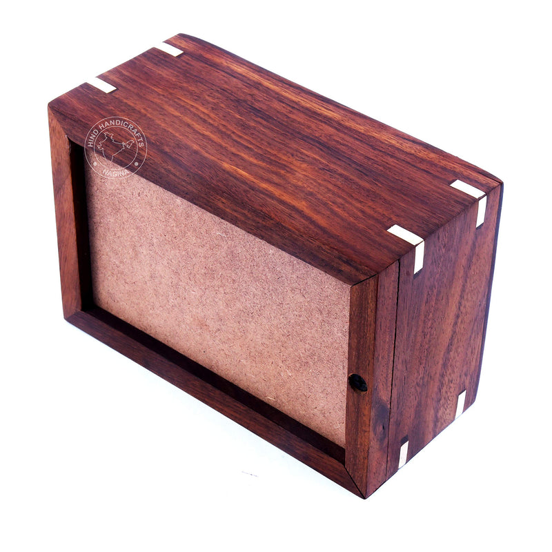 Hind Handicrafts Brass Paw Inlaid Rosewood Pet Urn for Dogs Cats Memorial Keepsake Urns for Ashes, Photo Wooden Box Cremation Urn (X-Small: 5" x 3" x 2" - 10lbs or 4.5kg, Two Paw) X-Small: 5" x 3" x 2" - 10lbs or 4.5kg - PawsPlanet Australia