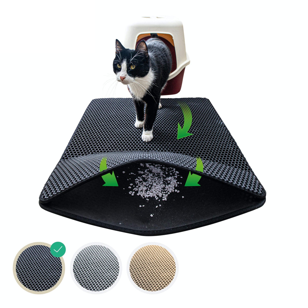 Litter box mat 75x58 cm | XXL mat cat litter box | perfect cat litter mat for the clean apartment | Cat mat litter box 75 x 58 cm black - PawsPlanet Australia