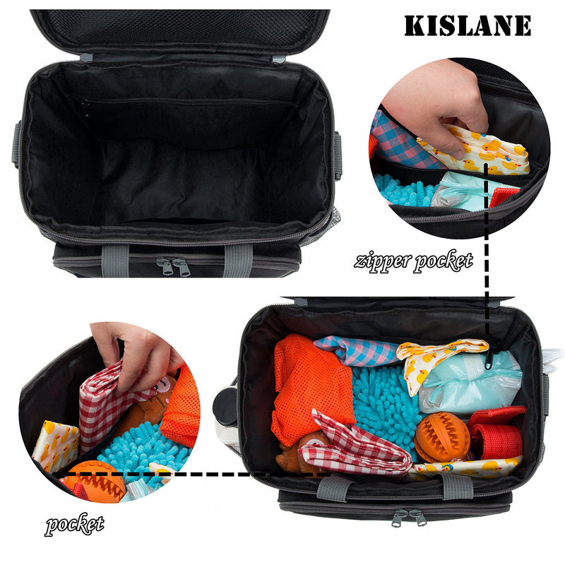 KISLANE Pet Grooming Tote Bag, Cat Grooming Tools Organizer Bag, Dog Grooming Supplies Organizer Storage for Pets Grooming Kit and Dog Wash Shampoo Accessories(Bag Only) Black - PawsPlanet Australia