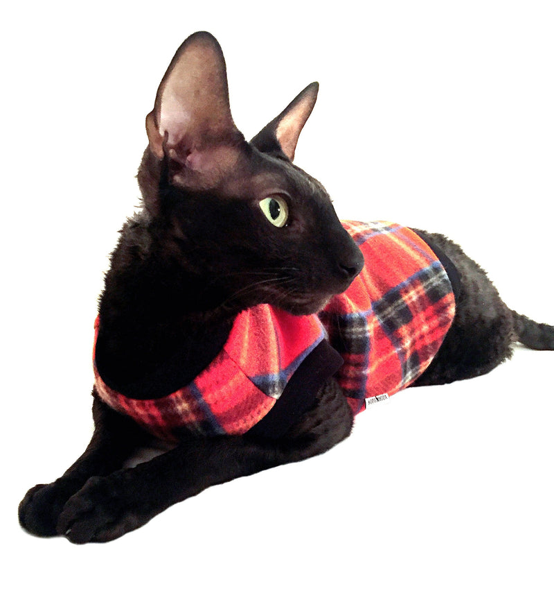 Kotomoda Cat sweater Plaid Red (XS) XS - PawsPlanet Australia