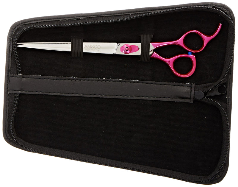 [Australia] - Tamsco Ultra Slim Japanese Stainless Steel Scissor 7.25-Inch Pink Handle with Finger Rest for Hair Dressing Barber Stylist 