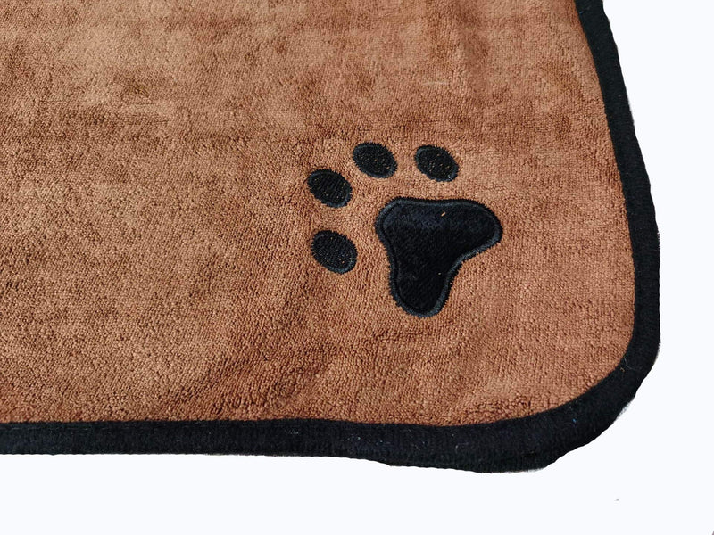 [Australia] - BONAWEN Dog Bathrobe Soft Super Absorbent Luxuriously 100% Microfiber Dog Drying Towel Robe with Hood/Belt for Large,Medium,Small Dogs Large:back length 23" Brown 